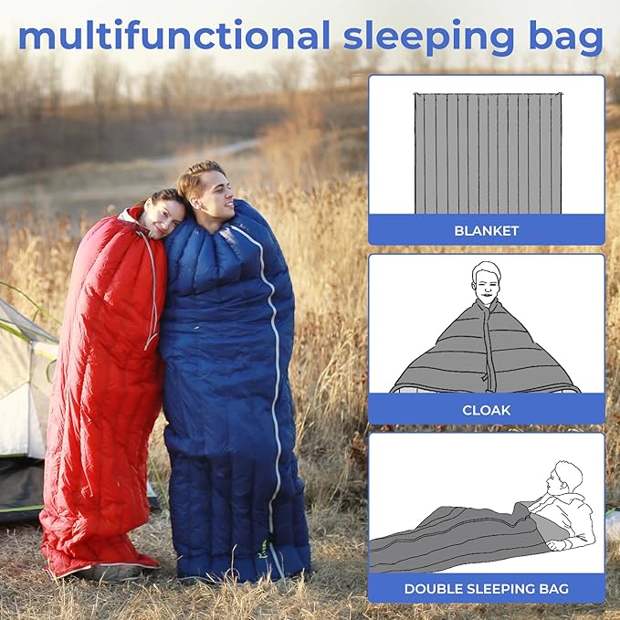 ATEPA Down Sleeping Bag for Adults, 650FP Ultralight 3 Season Compact Packable Sleeping Bag with Compression Sack for Camping Backpacking Hiking