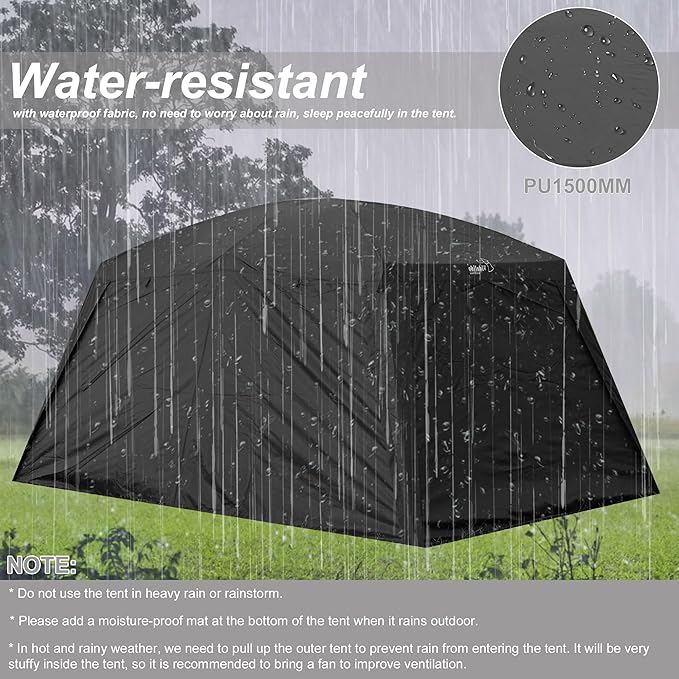 Vidalido 4-6 Person Camping Tent with 3 Door 2 Room Large Family Cabin Tents, Double Layer Waterproof Portable Glamping Tent, Big Tents for Outdoor Camping Hiking and Backpacking