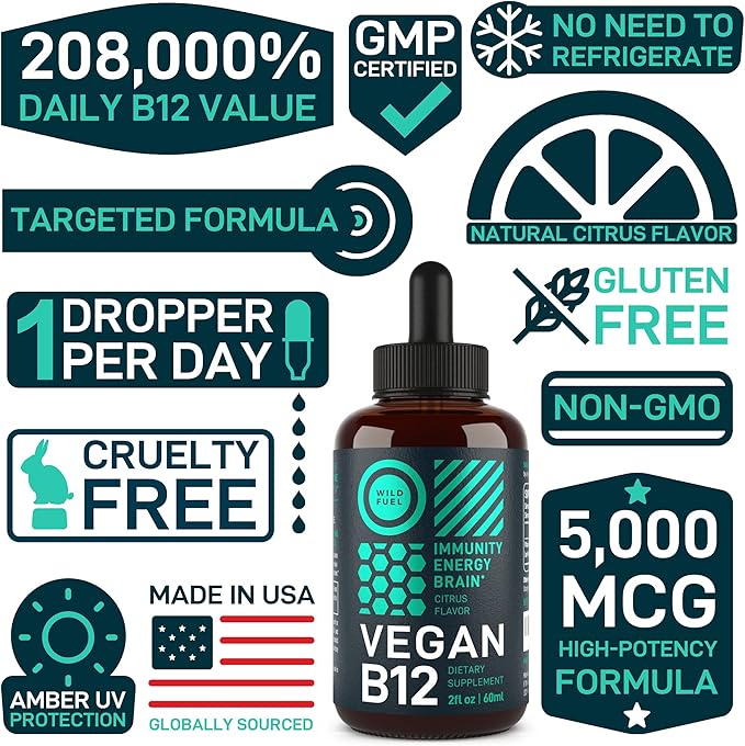 WILD FUEL Essential Amino Acid Supplement and Vegan Vitamin B12 Liquid Energy Bundle