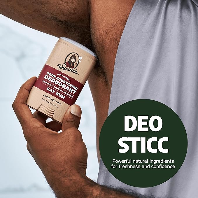 Dr. Squatch Natural Deodorant for Men - Odor-Squatching Aluminum Free - Alpine Sage & Bay Rum (2.65 oz, 2-Pack)