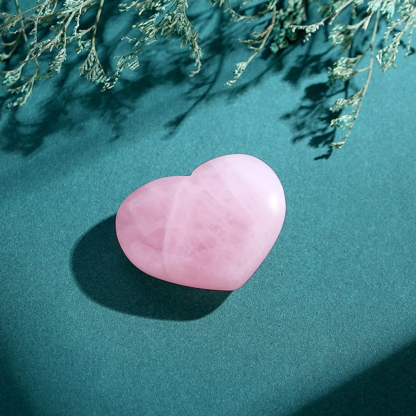1.8" Rose Quartz Heart Stone Healing Crystals Love Stones Decor Pocket Meditation Palm Worry Gemstone Reiki Energy Balancing Mother's Day Gift