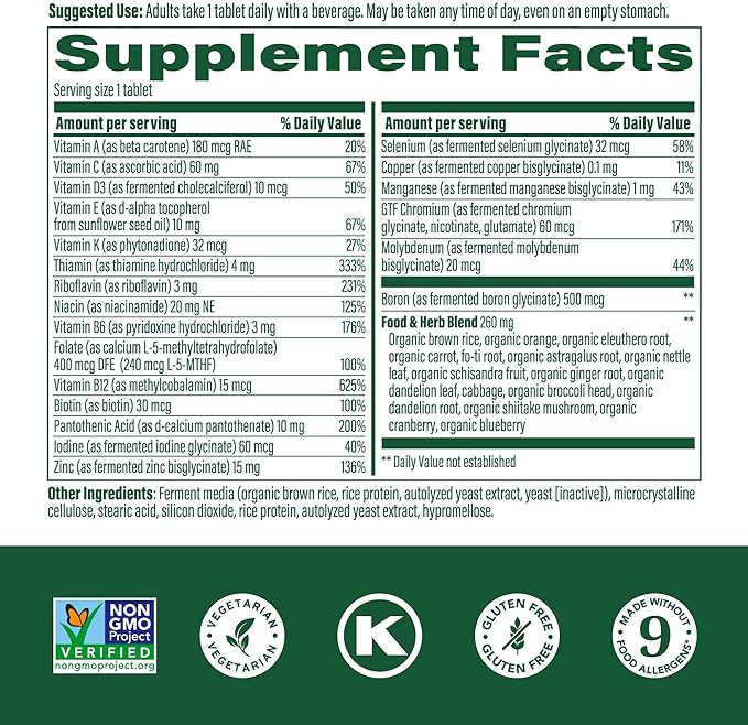 MegaFood One Daily Mens Multivitamins - Multivitamin for Men - Vitamin C, Vitamin D3 & Vitamin B12 - Muscle, Energy Metabolism & Immune Support - Vegetarian, Gluten Free - 60 Tablets, 60 Servings
