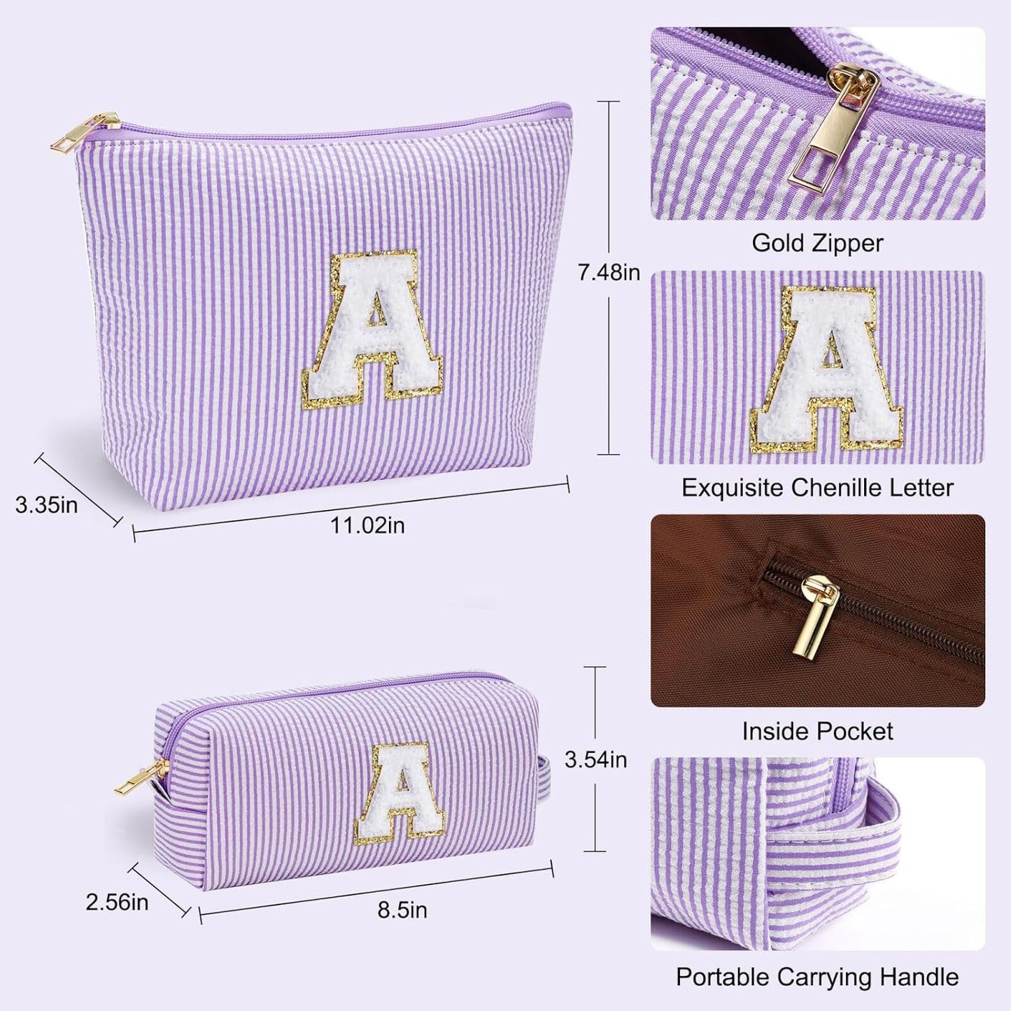 YOOLIFE Birthday Gifts for Women - Birthday Gifts Idea for Her Friends Female Teacher | Personalized Cute Makeup Bag for Women Girlfriend | Cosmetic 2 Pieces Toiletry Makeup Pouch Mothers Day Gifts L