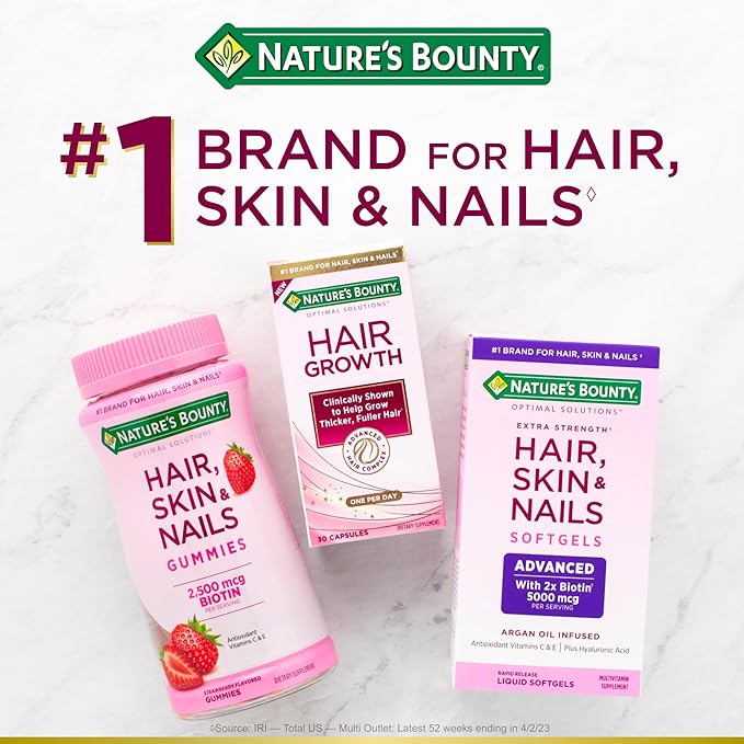 Biotin by Nature's Bounty, Vitamin Supplement, Supports Metabolism for Cellular Energy and Healthy Hair, Skin, and Nails, 1000 mcg, 100 Tablets