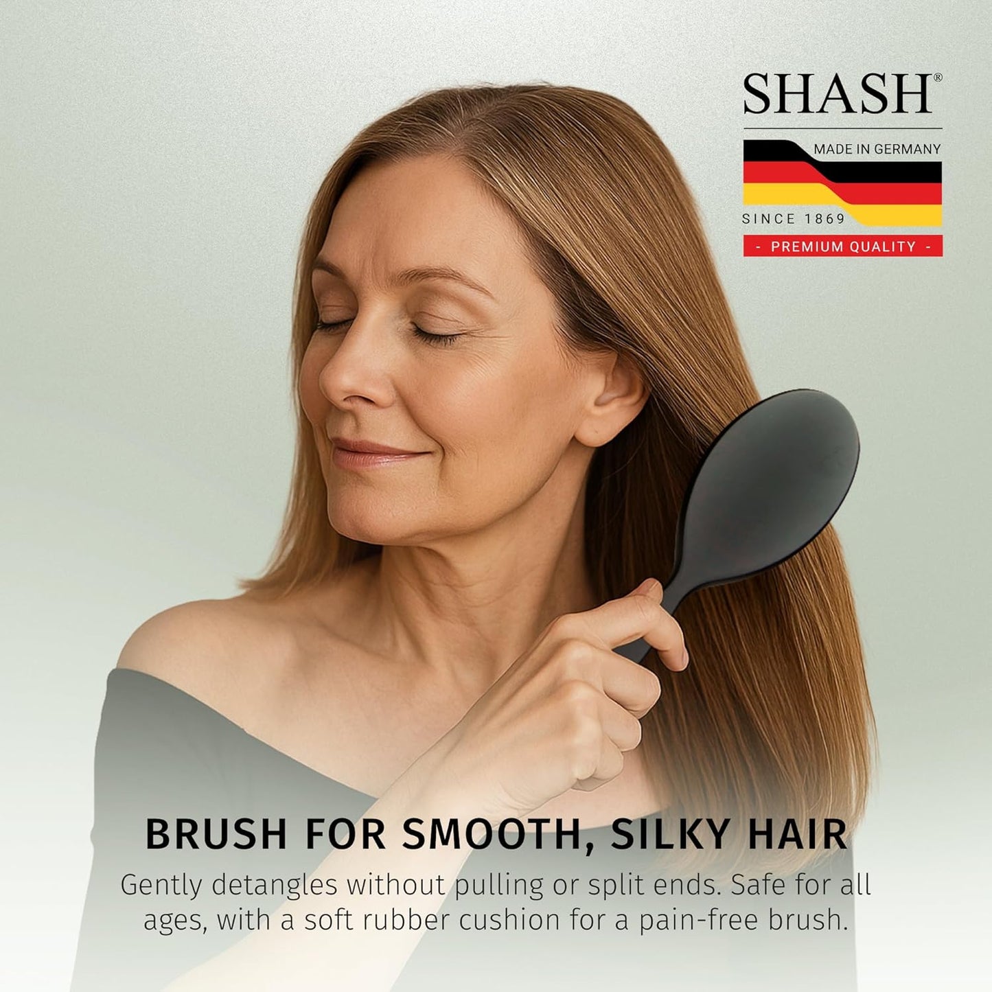 Since 1869 Hand Made In Germany - Nylon and 100% First Cut Boar Bristle Brush Suitable For Normal to Thick Hair - Gently Detangles, No Pulling or Split Ends - Softens Improves Texture, (Large)