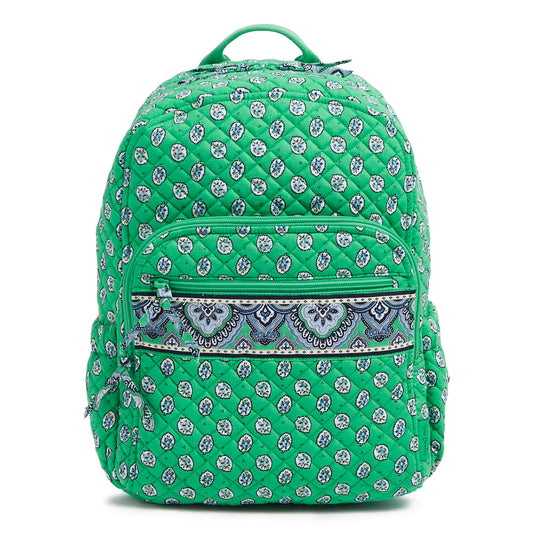 Vera Bradley Cotton Campus Backpack, Garden Green Leaf