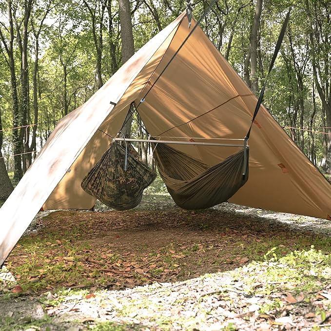 onewind Hammock Rain Fly, Ultralight Silnylon Tarp for 2-4 Persons, 14Ft*13Ft, 3000mm Waterproof, Brown