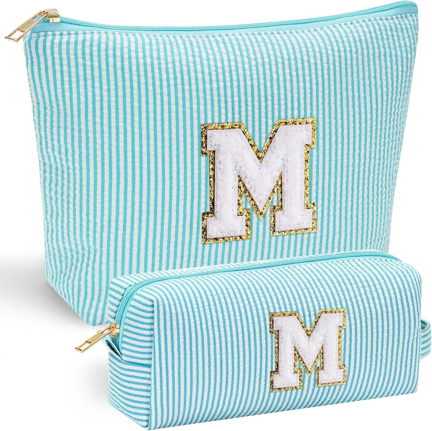 YOOLIFE Cute Travel Makeup Bag - Sweet 16 Gifts Sister Girlfriend Gifts Monogram Makeup Bag Make Up Bag Large Cosmetic Bags for Women Makeup Bag Friend Birthday Gifts Teen Girl Gifts Trendy Stuff M