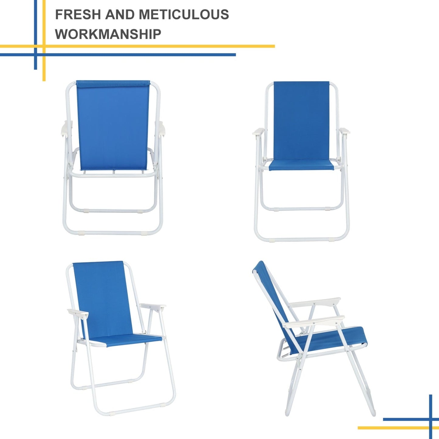 DECMAY Oxford Cloth Iron Outdoor Beach Chair Blue