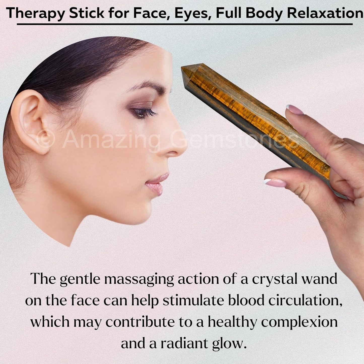 Amazing Gemstone Tiger Eye Crystal Wand Massage Stick - Pelvic Wand Gua Sha for Adults - Crystals and Healing Stones Massage Wands for Adults Gifts (Pointed)