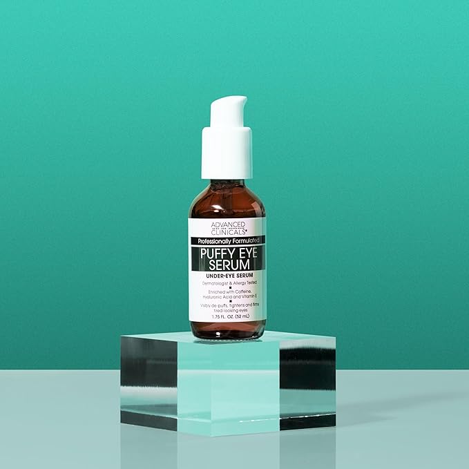 Advanced Clinicals Puffy Eye Under Eye Serum | Visible Anti Aging Brightening Vitamin C + Caffeine Serum Helps Improve Look Of Puffiness, Fine Lines, Dark Circles, & Uneven Skin Tone, 2-Pack