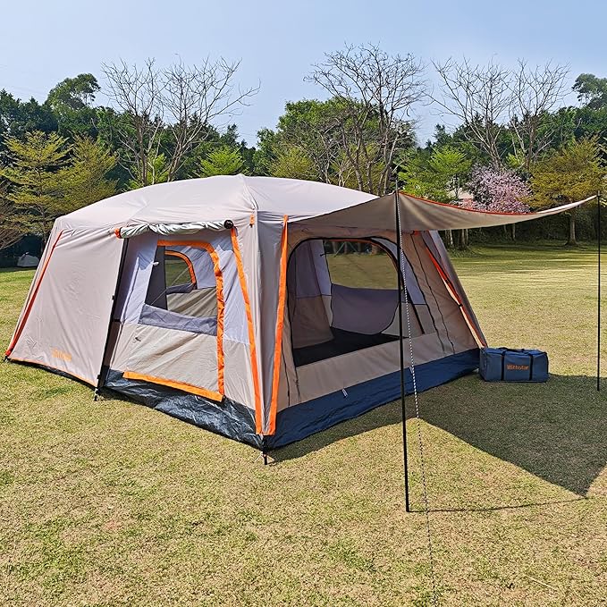 Camping Tents, 4-8 Person Stand Up Tent, Straight-Wall Design,with Full-Coverage PU-Coated All-Around Tents for Camping, Hiking, Picnic, Bivy