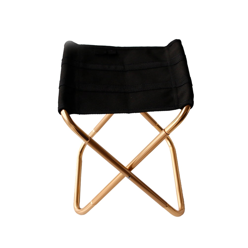 HOOWIFFY Folding Chair Portable Stool Golden Metal Oxford Cloth 1Set for Camping Traveling
