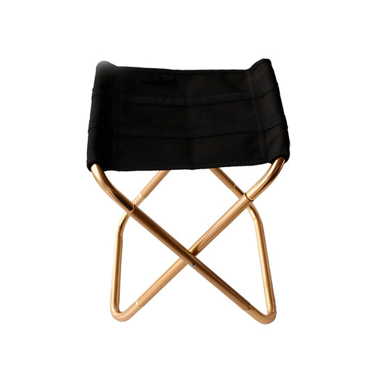 HOOWIFFY Folding Chair Portable Stool Golden Metal Oxford Cloth 1Set for Camping Traveling