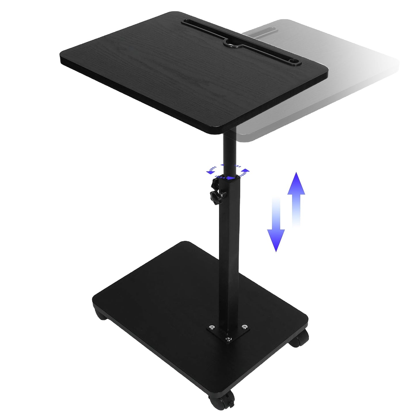 KFeng C-Shape Swivel End Table - Height Adjustable for Couch/Bed/Chair  (Black,Wheel)