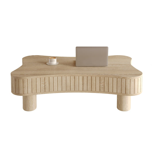 Lift Top Coffee Table for Living Room 42" - Fluted Panel Hidden Storage, Silent Hydraulic Lift, Curved Safety Corners, 5 Min Assembly (27"W X 13-18.9"H,Antique Natural)