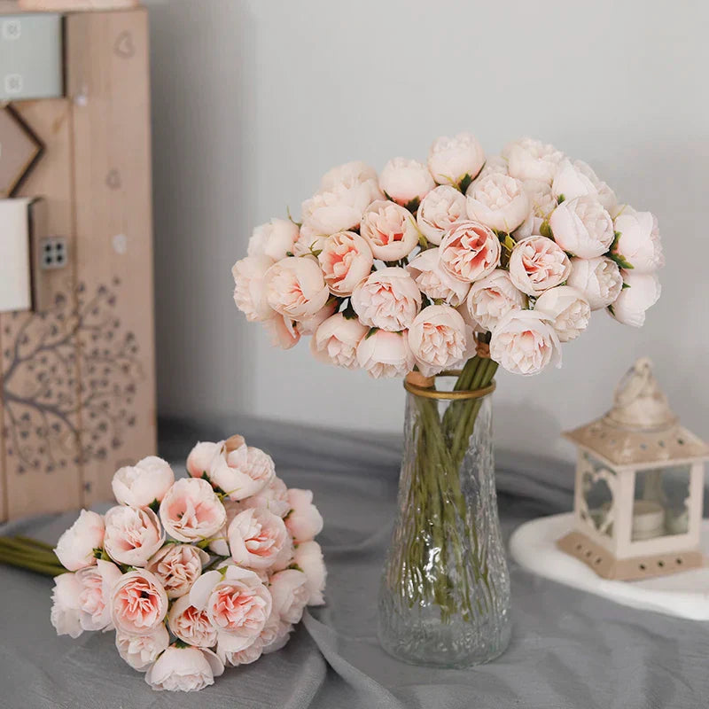 27 Heads Pink Roses Peony Bouquet