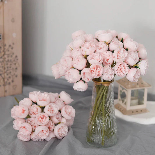 27 Heads Pink Roses Peony Bouquet