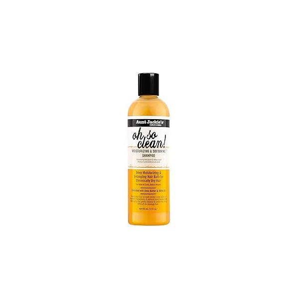 Aunt Jackie's Curls and Coils Oh So Clean Deep Moisturizing Softening Hair Shampoo for Natural Curls, Waves, Enriched shea Butter, 12 oz