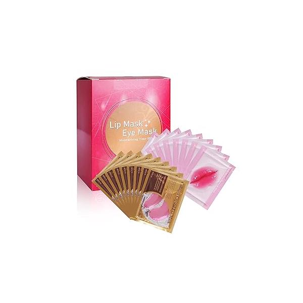 MEICOLY 30 Pads Lip and Eye Mask Sheet,Moisturizing Under Gel Crystal Collagen Anti-Aging Patches Dark Circle Remover with Box,Pink