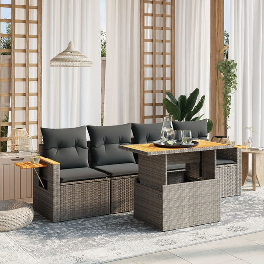 vidaXL Garden Sofa Set Grey PE rattan Large Adjustable Armrests